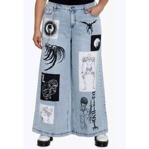 Death Note Denim Jeans Sz 13 Hot Topic Pants Wide Leg Akira VIZ MEDIA Anime Art